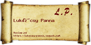 Lukácsy Panna névjegykártya